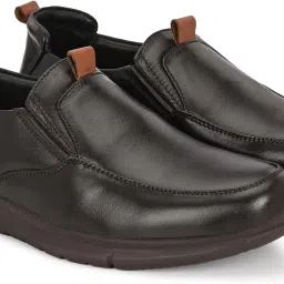 lushwalk Men’s Brown Slip-On Comfort Shoes | Genuine Leather Upper with Soft Cushion Insole, Flexible Grip Sole & Dual Elastic Panels | Formal Casual Shoe for Office, Travel & Outdoor - Size 09 image 3