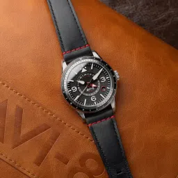 avi-8 Men's 40mm Flyboy Airmaster GMT Automatic Watch with Leather Strap AV-4128 image 3