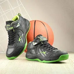 pro ase sport Pro ASE Basketball Shoes with Rubber Sole & Breathable Upper | Indoor & Outdoor Court | Shock Absorption Lining, Anti-Slip, Lightweight & Durable with Velcro for Best Fit | Men, Women & Unisex | Black, Green, Orange, Blue image 1