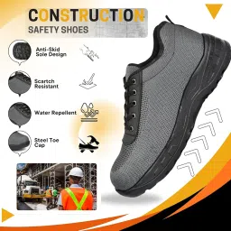 ratanic Mesh Steel Toe Industrial Safety Shoes for Man/Safety Shoes for Men Light Weight Construction, Outdoor image 2