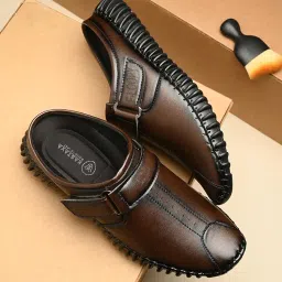 kastava build to last KASTAVA Mens 102 Synthetic Leather Sandals Casual Back Open Sporty Comfortable Toe Sandals with Premium PU Padding image 2