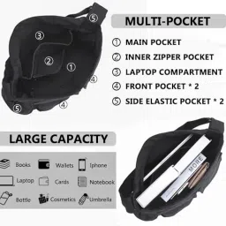 vodiu Canvas Messenger Bag Large Hobo Crossbody Bag with Multiple Pockets For Women And Men Shoulder Tote Bag For School image 4