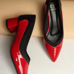 carlton london Women Comfortable Block Heel Pointed Toe Strapless Fashion Shoes for Party, Office use, Casual use image 3