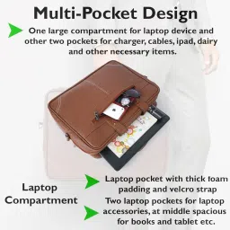 gold sky Synthetic Leather Casual Briefcase Best Laptop Messenger Bag Satchel for Men image 5