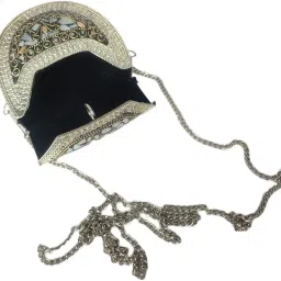 toom thekari Mosaic Work Metal Clutch for Women & Girls | Designer Mini Handbag with Chain Strap | Ethnic Wedding & Party Purse | Stylish Evening Shoulder Bag image 2