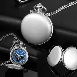 boshiya Multifunctional Stopwatch Calendar Silver Gold Black Pocket Watch with Bracelet image 1