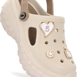 Slingback Casual Slip-On Clogs for Women with Cute Charms | Lightweight Platform Heels | Comfortable & Fashionable Women?s Clog Slippers, Travel & Outdoor Use (Brown) image 3