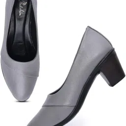 padchin Women Round Toe Block Heel Pumps image 1