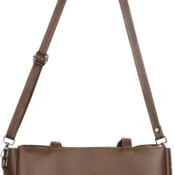 stunning Solid Top Handle/sling women Bag Brown, Double Handle with Detachable Shoulder Strap image 2