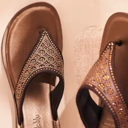 puntoblu Women's Ethnic Flat Slip-on Slippers | Cushioned Footbed | Anti Skid| Lightweight image 1