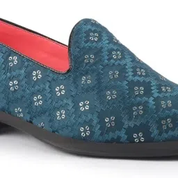 fausto Men Embroidered Sequin Ethnic Slip-On Juttis and Mojaris with Memory Cushioned Insole | Traditional Party Loafer Kurta Shoes for Wedding, Reception image 2