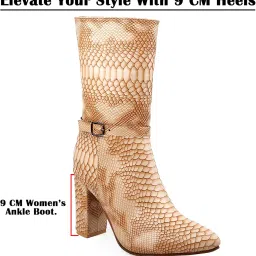 bxxy Women Stylish Buckle Design Boots And Casual Mid-Calf Dressy Boots With Snakskin Print Material image 3