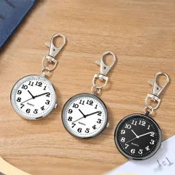 yffsfdc Nurse Watch Pocket Watch Small Simple Keychain Pocket Watch Numbers Easy to Read Large Dial Luminous Quartz Unisex image 4