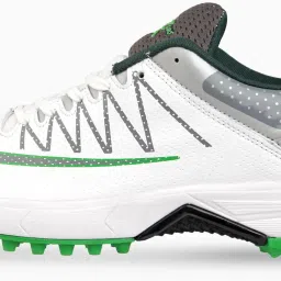 zigaro IKO-225 Cricket Shoes, Rubber Sole, White and Green, Lightweight with High Grip image 1
