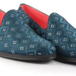 fausto Men Embroidered Sequin Ethnic Slip-On Juttis and Mojaris with Memory Cushioned Insole | Traditional Party Loafer Kurta Shoes for Wedding, Reception image 3