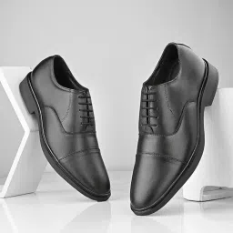 massari Genuine Leather Embossed Upper Laceup Oxford Formal Shoes for Men |Men's Office Shoes image 1