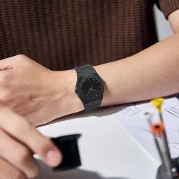 zivaal Arabic Aura Black Date Display Watch with Arabic Numerals, Silicone Strap Stainless Steel case, Shock Resistant, Durable Lightweight Design Arabic Timepiece for Men and Women image 4