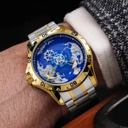 glenaw Automatic Watches for Men- Rotating Earth Dial, Men's Mechanical Watch Luminous Hands, 3ATM Waterproof Steel Strap Wrist Watches image 3