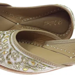 fulkari Women's Anemone Gotta Patti Genuine Soft Leather Embroidered Jutis | Bite and Pinch Free Jutti | Punjabi Formal Juttis | Girl's Wedding Flat Ladies Mojari | Formal Ethnic Juti | image 1