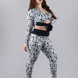 keepfit Full Sleeves Rashguard 2 Piece Padded Swimming Suit for Women (Black Printed) image 2