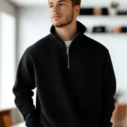 nobero Mockneck Sweatshirts for Man Stylish | 280 GSM Rich Cotton Fleece Regular Fit Full Sleeve Sweatshirt for Men | Stylish Casual Wear Winter Sweatshirt for Men image 5