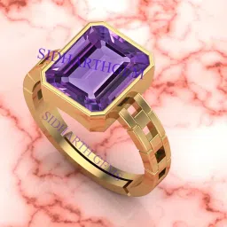 akshita gems Certified Amethyst (Katela) 6.5Cts or 7.25 Ratti Elegant Gold Plated Ring for Men and Women image 1