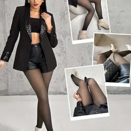brachy Women Fake Translucent Dual Tone Non-Tearable Full Length Stocking Pantyhose image 2