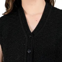 ladywillington Women's Woolen Cardigan - Sleeveless, Self Design, Rainbow Fabric, Winter Wear, Pure Wool, 100% Daffodil Free, Size Cotty, Fully Warm with Side Pockets image 2