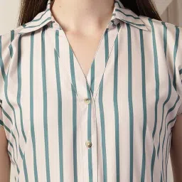 style quotient Women's Striped Regular Fit Shirt image 1