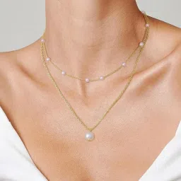 flavizo Gold Pearl Necklace for Women – Double Layer Pendant Chain for Women Stylish, Elegant & Fashion Jewellery Gift for Women, Girls, Sister, Girlfriend image 4
