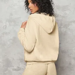 sfclick Women's Polycotton Fleece Plain Hooded Neck Full Zipper Winter Jacket Sweatshirts Casual Hoodie with Kangaroo Pocket image 1