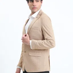 showoffff Men's Printed Beige Single-Breasted Slim Fit Blazer-EX-3024_Beige image 3