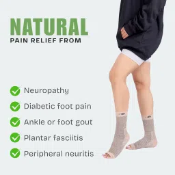 ecosync Open Toe Bamboo Cotton Compression Modern Socks Unisex Nano Compression Socks for Neuropathy Beige | Plantar Fasciitis Relief | Arch Support | Foot Swelling | Injury Recovery | Heel Pain | image 2