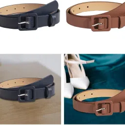 enakshi (label) 2xPU Women Belt Square Buckle Belt Adjustable Waistband for Female Lady Skirt Dark Blue|Clothing, Shoes & Accessories | Womens Accessories | Belts image 3
