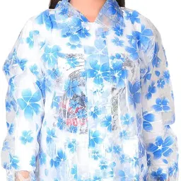 jmp Women's & Girl's Floral Raincoat (JMP-Wom-Raincot-skirt-Blu-XXL_Blue_XX-Large) image 4