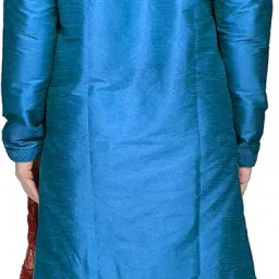 skavij Men's Dupion Silk Embroidered Kurta Set with Scarf Woven Design Thread Work 3-Piece Ethnic Dress image 1