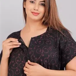 vlazom Women's Nightgowns V Neck with Button Placket Sleep Dress Long Sleeve Soft Nightdress Sleepwear Loungewear S-XXL image 2