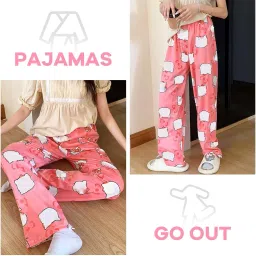 sannidhi Pyjama Pants for Women, Cartoon Kawaii Cat Print Ultra-Soft Cotton Lounge Pants Comfy Casual Pajama Bottoms with Elastic Waistband Lounge Pants Sleepwear image 4