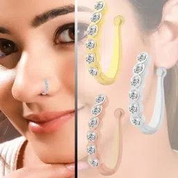 vama FASHIONS Clip on Nose rings without Piercing Pressing Press Type Combo Nose Pin Stud for Women & Girls image 4