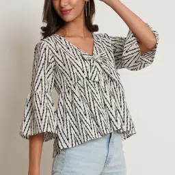 cotland fashions Jaipuri Cotton Printed Peplum Kimono Sleeves Top for Women image 1