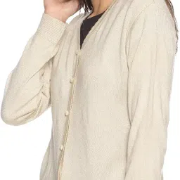 oswal Ladies Full Sleeves Woolen Cardigans - Beige image 2