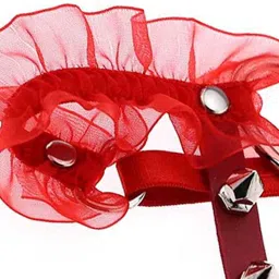 zoomella 2xPunk Leg Rings Garters Leather Rivets Thigh Party Harness Garter Belts Red image 3