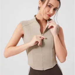 wesoke Women's Fitness Jacket Top High Neck Sleeveless Warm Running Sports Vest image 1