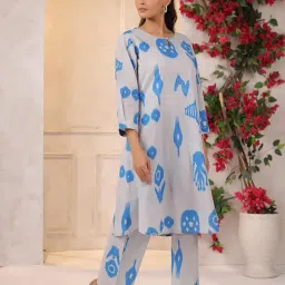 crafiqa French Grey Classic Ikat Cotton Co-ord Set for Women image 5