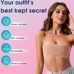 otak Boob Tape Kit Breast Lift Tape with 2 Silicone Nipple Cover Reusable for Women With 36 Strips Double Sided Body Tape image 3