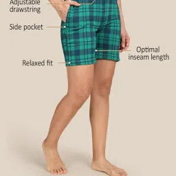 kryptic Women Lounge Shorts Pure Cotton Checked Relaxed fit Shorts with Side Pocket and Adjustable Waist image 5