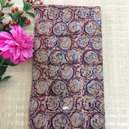 yazhmin Block Printed Kalamkari Blouse Material | Kalamkari Blouse 1.25 Meter image 1