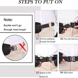 tushi Men Military Style Quick Release Tactical Belt, Nylon Web Hiking Belt With Heavy Duty Seatbelt Buckle (Green) image 4