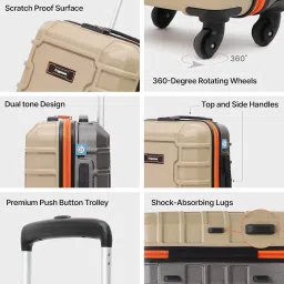 uppercase Arbor 56Cm (Small)|Cabin Trolley Bag|Sustainable Hardsided 4 Spinner Wheels Luggage|Secure Combination Lock|Scratch Resistant|Polyester Suitcase For Men & Women|2000 Days Warranty(Beige) image 3