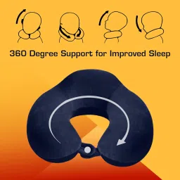 billebon Extra Soft Memory Foam Luxury Travel Neck Support Rest Pillow with Soft Washable & Removable Cover, Multipurpose Comfortable Travel Pillow for Airplane (Navy Blue Raised with Eye Mask) image 3